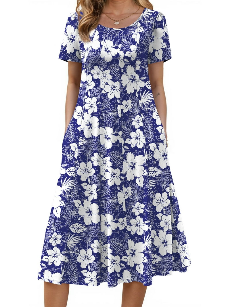 Fantaslook Summer Dresses for Women Casual Short Sleeve Pleated Flowy Floral Dress with Pockets Flare Midi Sundress Fantaslook Summer Dresses for Women Casual Short Sleeve Pleated Flowy Floral Dress with Pockets Flare Midi Sundress