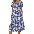 thumbnail image 3 of Fantaslook Summer Dresses for Women Casual Short Sleeve Pleated Dress Flowy Floral Dress with Pockets Flare Midi Sundress, 3 of 10