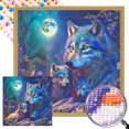 thumbnail image 1 of Pintura de diamante 5D DIY, taladro redondo completo, Kit de lobo AB parcial, decoración del hogar, 45x45cm, 1 of 9