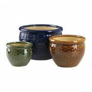 Summerfield Terrace 10019061 Designer Trio Ceramic Plant Pots, Blue
