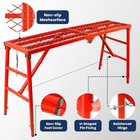 Folding Scaffolding Platform, 770LBS Heavy Duty Portable Work Platform with Carrying Strap, Height Adjustable 29.5-46 Inch for Home and Job Site Use