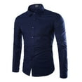 thumbnail image 3 of Male Stand Collar Button Down Dress Shirts, Monochrome Formal Shirt, 3 of 3