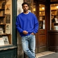 thumbnail image 6 of Delconic Men's Sweatshirts Soft Long Sleeve Crewneck Sweatshirt Midweight Fleece Sweat Shirt Breathable Pullover Sweater S-3XL Blue L, 6 of 6