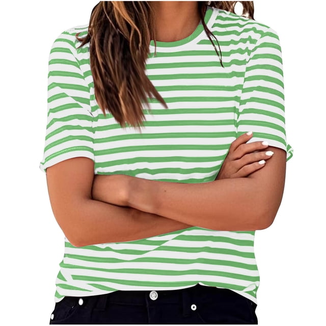 Liquidation! Hauts Grande Taille pour Femmes, Blouse à Manches Courtes d'Été pour Femmes, Mode Décontractée Confortable Imprimée à Manches Courtes Col Rond T-Shirt