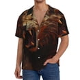 thumbnail image 1 of Balery Cool Flame Lion A Camisa Casual de Manga Corta con Botones para Hombre, Texturizada, Estilo Cubano, para Playa, Verano-X-Large, 1 of 5
