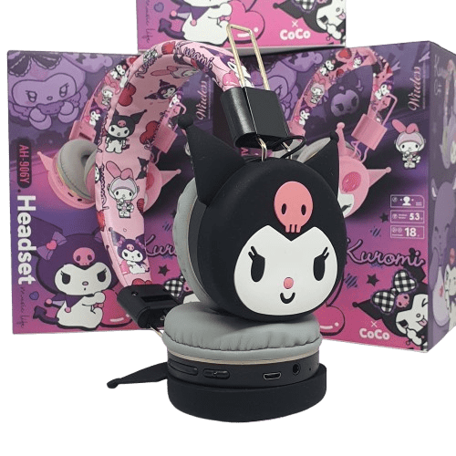 AUDÍFONOS DE DIADEMA INÁLAMBRICA BLUETOOTH ANIMADA CON DISEÑO DE KUROMI