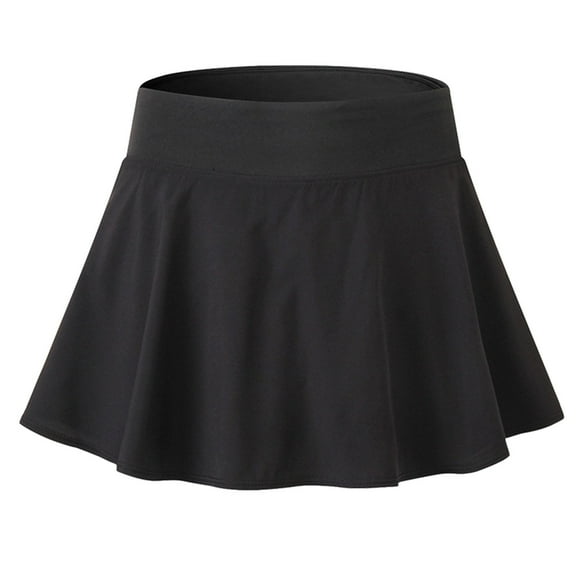 QENGING Tennis Skirts Loose Fake Two-piece Anti-peeping Quick-drying Running Fitness Skirt Summer Black 2XL