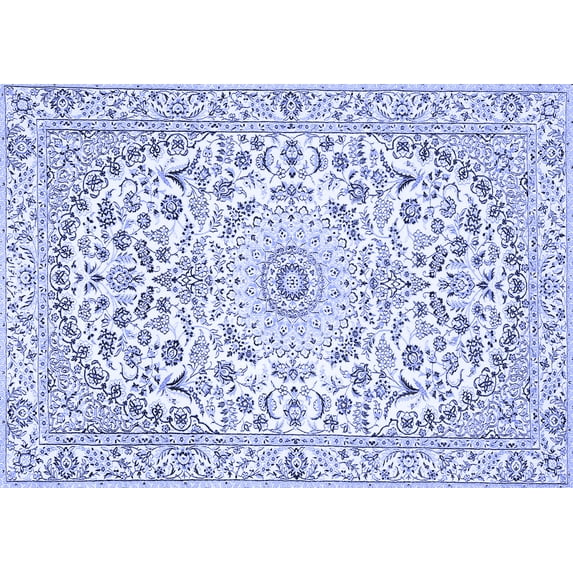 Ahgly Company Indoor Rectangle Medallion Blue Traditional Area Rugs, 2' x 5'