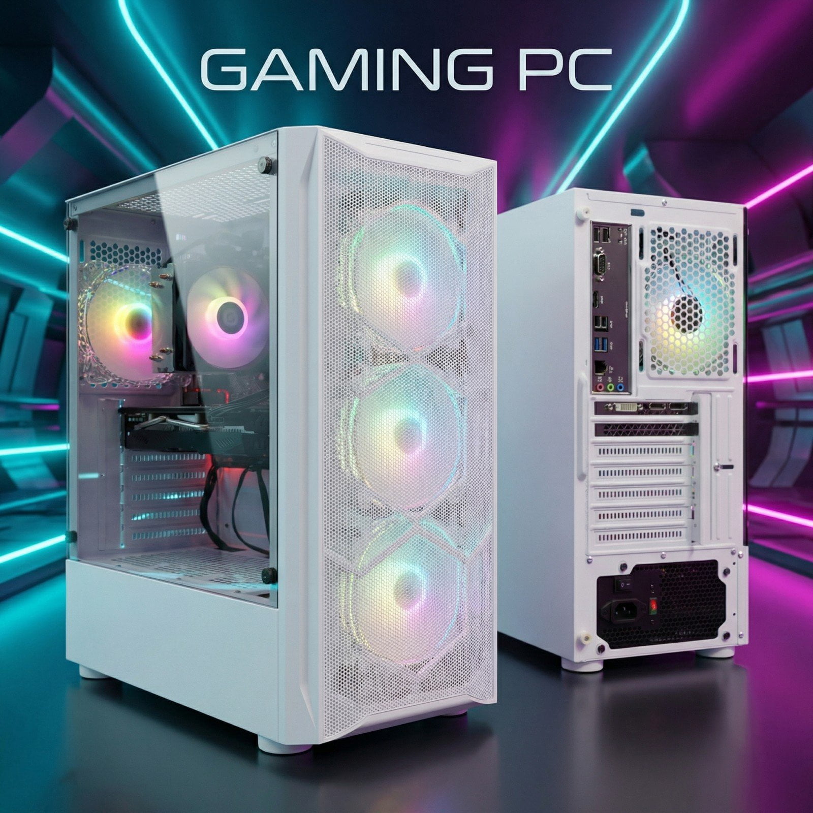 STGAubron Gaming Desktop PC, Intel Core I7 up to 3.9G, RX 580 8G, 16G RAM, 1T SSD, WiFi 6, BT 5.0, RGB Fan x4, Win 11 Home
