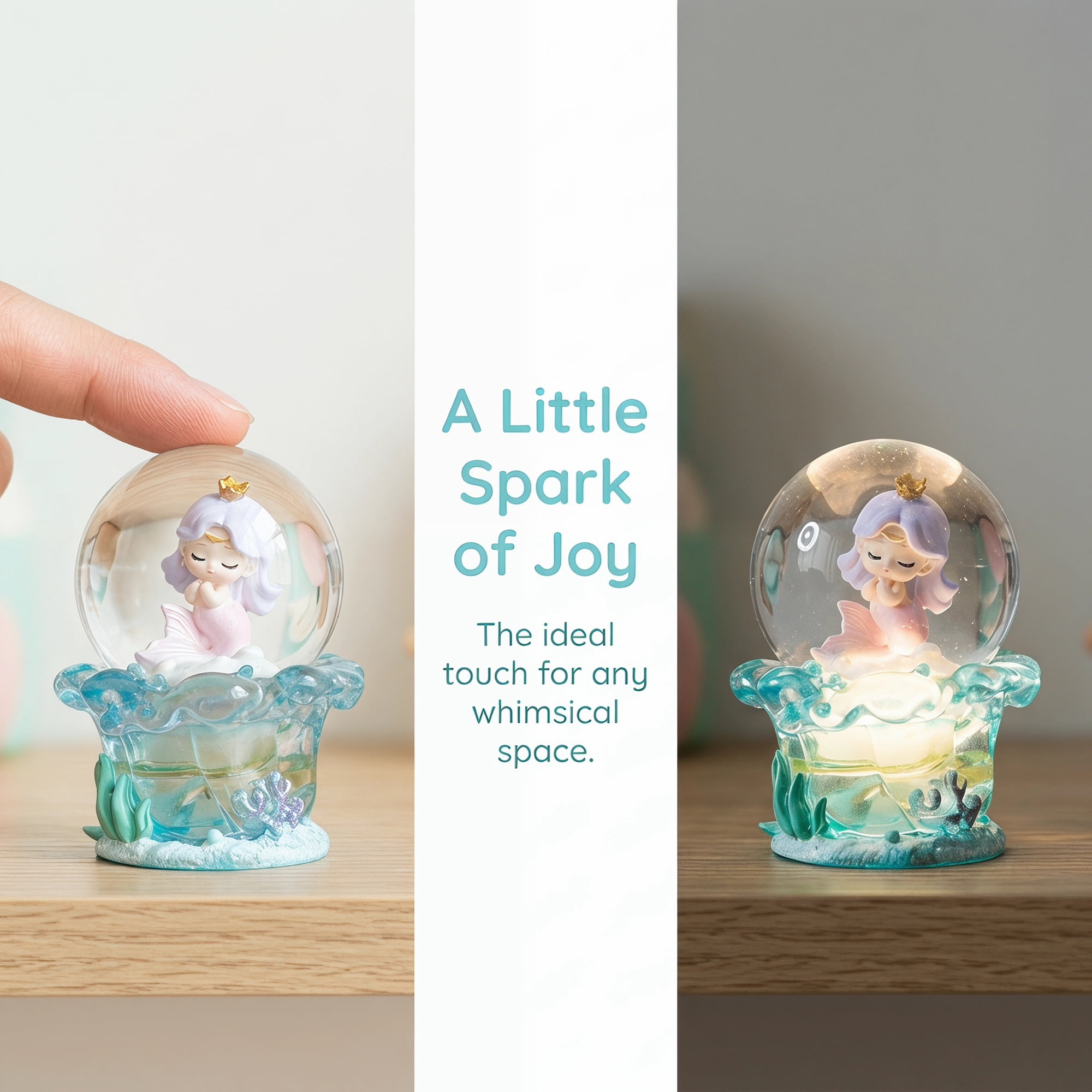 Unique Bargains Light Up Crystal Ball Resin Snow Globe Figurine Green B 1.8" x 1.8" x 2.7"