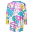 thumbnail image 5 of Ounisa Womens 3/4 Sleeve T Shirt Crew Neck Easter Bunny Printed Pullover Loose Fit Casual Spring Graceful Tops S-3XL, 5 of 7