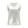 thumbnail image 5 of Favoffer Womens Ice Silk Tank Tops Sleeveless Round Neck Shimmer Solid Color Elastic Loose Fit Casual Blouses Light Tops for Party Dinner Date Shopping, 5 of 7