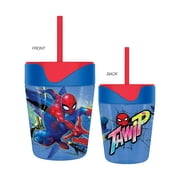 Marvel Spiderman Action "Thwip" Spill Proof Plastic Travel Mug Tumbler with Straw, 17.5 oz