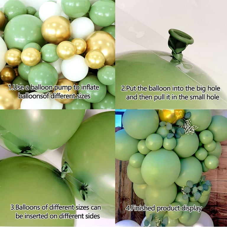 PartyWoo Sage Green Balloons, 100 pcs Boho Green Balloons Different Sizes  Pack of 18 Inch 12 Inch 10 Inch 5 Inch Matte Green Balloons for Balloon  Garland Balloon Arch as Party Decorations, Green-F11 