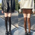 thumbnail image 3 of Medias por encima de la rodilla con parte superior holgada para mujer Calcetines largos hasta el muslo de punto acanalado para estudiantes, 3 of 5