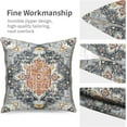 thumbnail image 5 of Boho Style with Floral Pillow Cover Bohemian Gray Orange Decorative Pillow Cases Linen Square Cushion Cover for Home Bedroom Livingroom Sofa Couch 18x18 Inch (Set of 2), 5 of 6