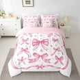 thumbnail image 2 of Manfei Kawaii Bow Tie 7-Piece Bedding Comforter Set,Princess Bowknot Bow King Bedding Sets,White Pink Bed Sheets For Girl Kids,Luxury Bedroom Decor Reversible, 2 of 8