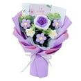 thumbnail image 2 of Ramo de flores de ganchillo completo, flores artificiales, rosa tejida para casa, boda Púrpura, 2 of 9