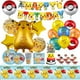thumbnail image 2 of Decoraciones de fiesta de cumpleaños de Pokémon, globos de papel de aluminio de Pikachu, vajilla desechable, plato, servilleta, telón de fondo para niños, suministros de fiesta para niños, 2 of 4
