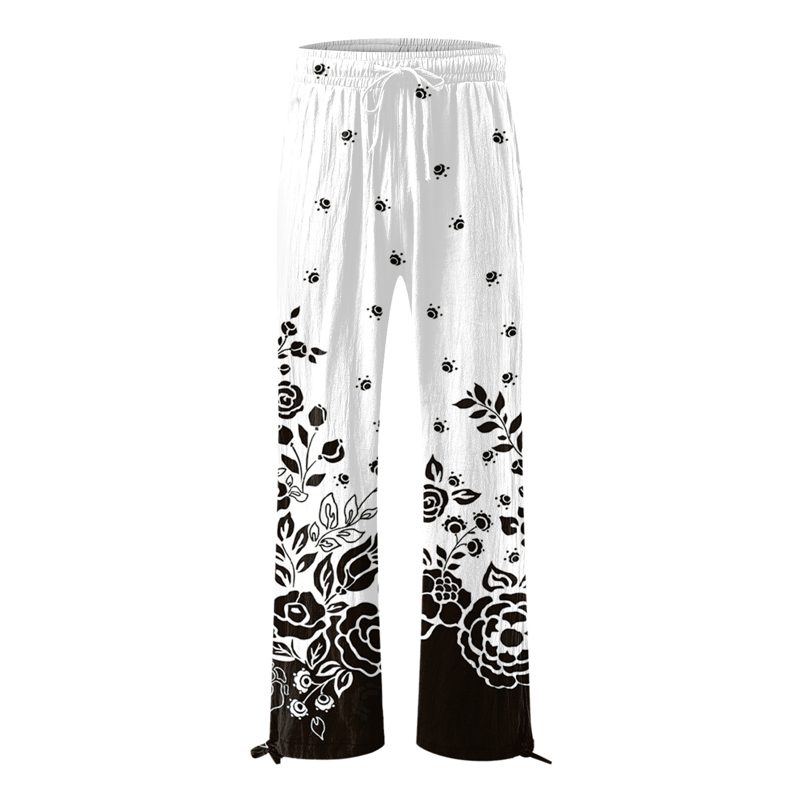 Yu Cheng Women's Nine Pants Casual Loose High Waist Cotton Linen Wide ...