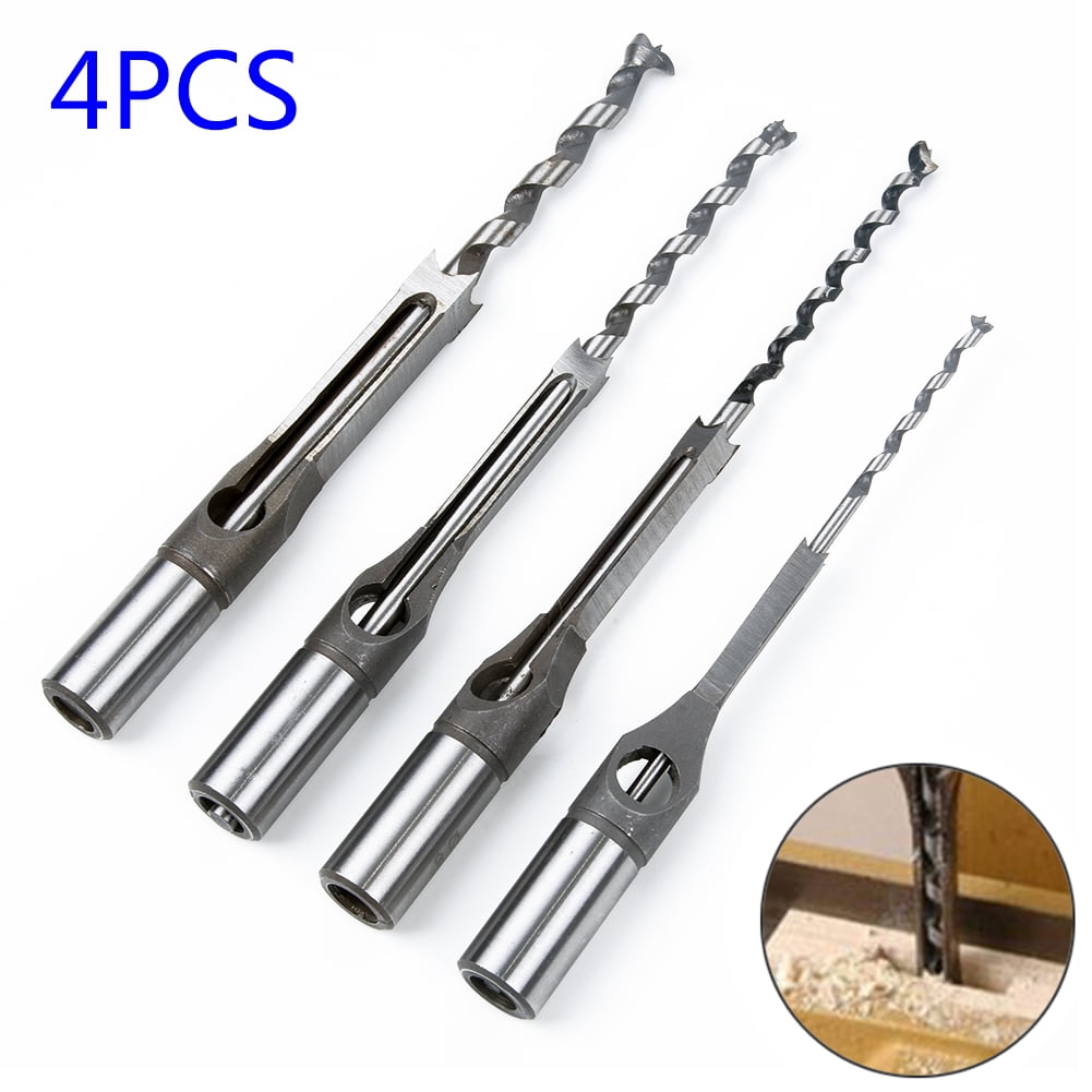 4pcs/Set Woodworking Square Hole Drill Bits Wood Mortise Mortising