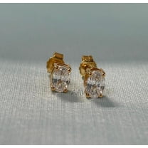 Aavira Minimalist Oval Diamond White Diamond Stud Earrings, Sterling Silver Screw-Back