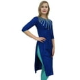 thumbnail image 2 of Bimba Women's Blue Designer Tunic Embroidered Kurta Custom Kurti Blouse-12, 2 of 3