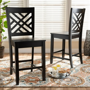 Baxton Studio Caron Bar Stool, Dark Brown, Set of 2