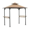 thumbnail image 4 of Sunjoy 8 x 5 ft Grill Gazebo with Double Tiered Canopy Roof, Black Steel Frame Grill Gazebo for Outdoor, Patio, Garden, and Backyard Activities, Khaki, 4 of 18