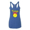 thumbnail image 2 of Wild Bobby, Tennis Mom Cute Bow Ribbon Tennis Ball, Mother's Day, Women Tri-Blend Racerback Tank Top, Vintage Royal, X-Large, 2 of 3