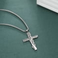 thumbnail image 2 of EUEAVAN Tree of Life Cross Silver Pendant Necklace for Male Stainless Steel Jewelry, 2 of 7