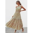 thumbnail image 5 of PRETTYGARDEN Women's Summer Floral One Shoulder Maxi Dress Knot Ruffle Boho Beach Vacation Wedding Guest Long Sun Dresses, 5 of 6