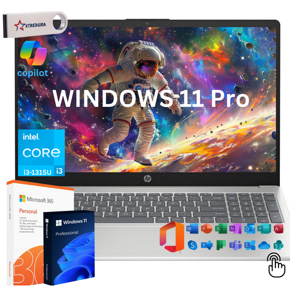 HP 15 15.6" HD Touchscreen Business&Student Laptop, Intel 13th i3-1315U Beat(i5-1135G7), 8GB RAM, 256 GB PCIe SSD,Lifetime Office&Windows 11 Pro/Xtredura Flash Drive