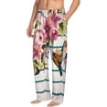 thumbnail image 2 of Uemuo Bird and Floral Pattern Men's Wide Leg Palazzo Lounge Pants with Pockets Light Weight Loose Comfy Casual Pajama Pants-Large, 2 of 9