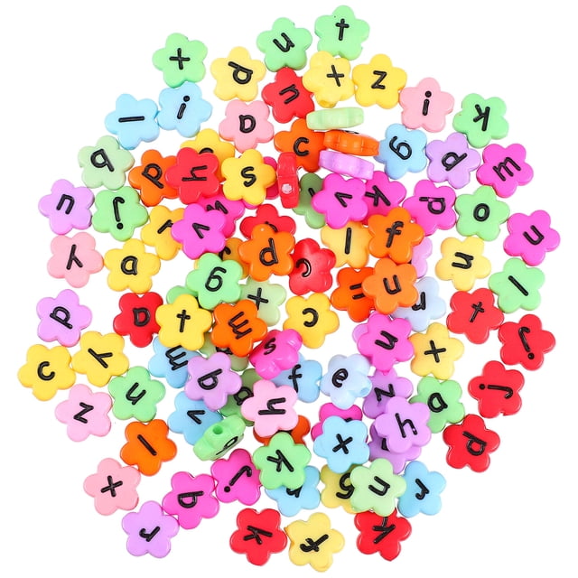 Miangastore 200pcs Delicate Acrylic DIY Beads Durable Flower Shape Beads Letter Diy Beads