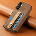thumbnail image 6 of for Samsung Galaxy A35 PU Leather + TPU Wallet Case, Card Slots Wristband Kickstand RFID Blocking Anti Peeping Magnetic Clasp Full Body Protection Phone Cover for Samsung Galaxy A35, Brown, 6 of 7