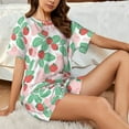 thumbnail image 6 of Bingfone Strawberry Print Pajamas Sets for Women Soft Short-Sleeved Pjs with Lounge Shorts Two Piece Sleepwear, 6 of 8