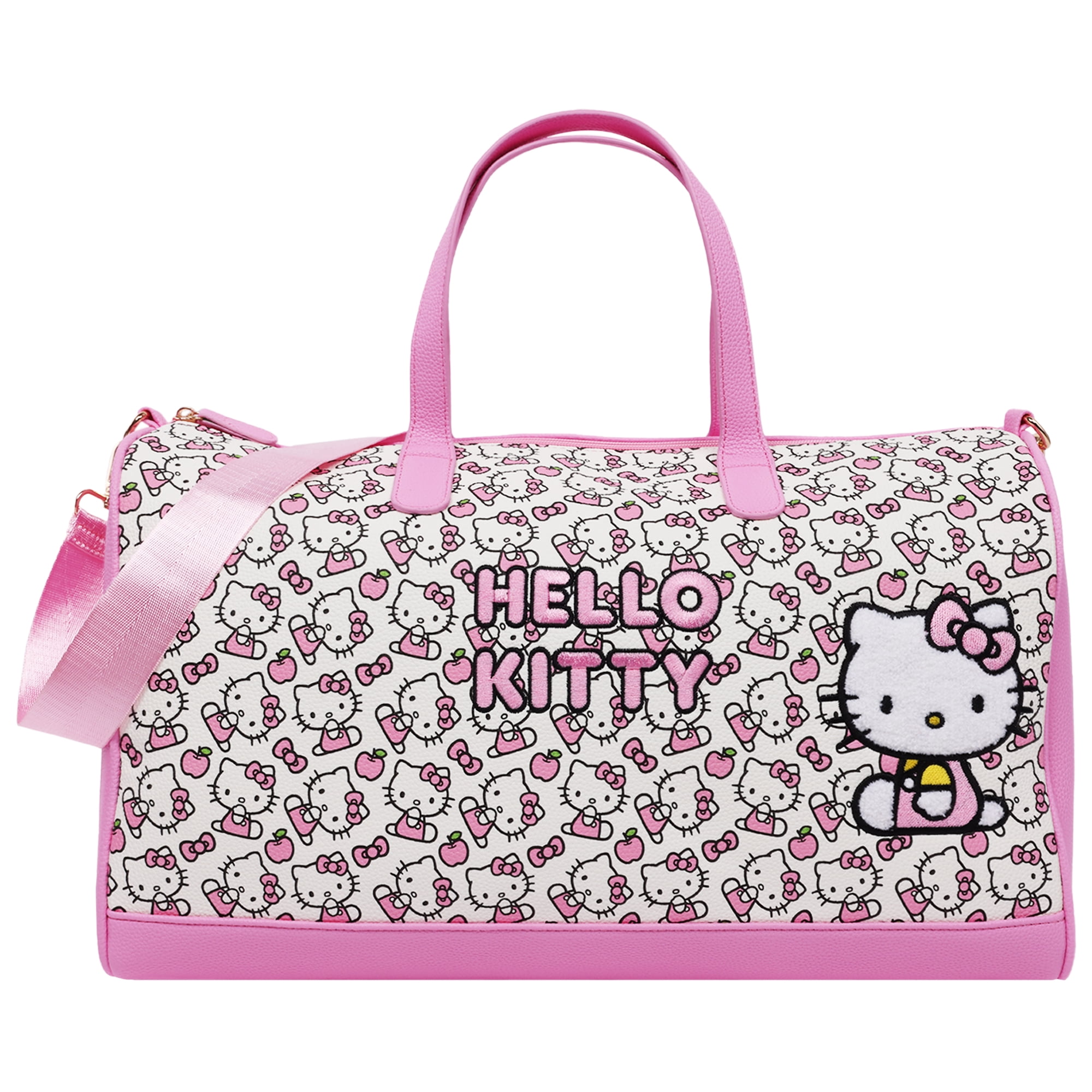 Sanrio Hello Kitty Weekender Duffel Bag, Cute Travel Tote for Women, Red