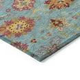 thumbnail image 3 of Addison Rugs Chantille Indoor/Outdoor Transitional Damask Teal Machine Washable Round Rug, 8' x 8', 3 of 8