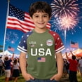 thumbnail image 2 of felwors Boys Girls 250 Anniversary USA Shirt Vintage 250 Years America Shirt Short Sleeve Celebration Patriotic Flag 1776-2026 Tshirt(Army Green,2-3 Years), 2 of 3