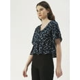 thumbnail image 2 of DressBerry Women's Printed Viscose Rayon Short Flared Sleeves Pleated Crop Top Flared Hem Lightweighted Casual&nbsp;Summer Wear Waist Length Regular Short Blouse, 2 of 7