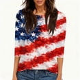 thumbnail image 4 of Hogleaql 250th Anniversary Usa Shirt for Women 3/4 Sleeve Crewneck 4th Of July T-Shirts Independence Day Patriotic Trendy Blouse Red L, 4 of 5