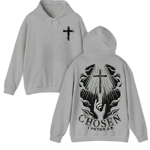 Chosen Christian Hoodie – 1 Peter 2:9 Bible Verse Double-Sided Faith Hoodie. Perfect for church, Bible study, worship, or as a faith-filled gift.