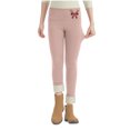 thumbnail image 2 of NAISIBABY Girls Fleece Lined Leggings 6T, Stretchy Christmas Bow High Waisted Winter Thermal Tights Pink (2-9T), 2 of 5