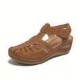 thumbnail image 1 of Sandalias De Tacón De Cuña Para Mujer, Zapatos Transpirables Con Correa En El Tobillo Y Punta Cerrada, Zapatos De Gancho Y Bucle De Color Sólido, 1 of 4