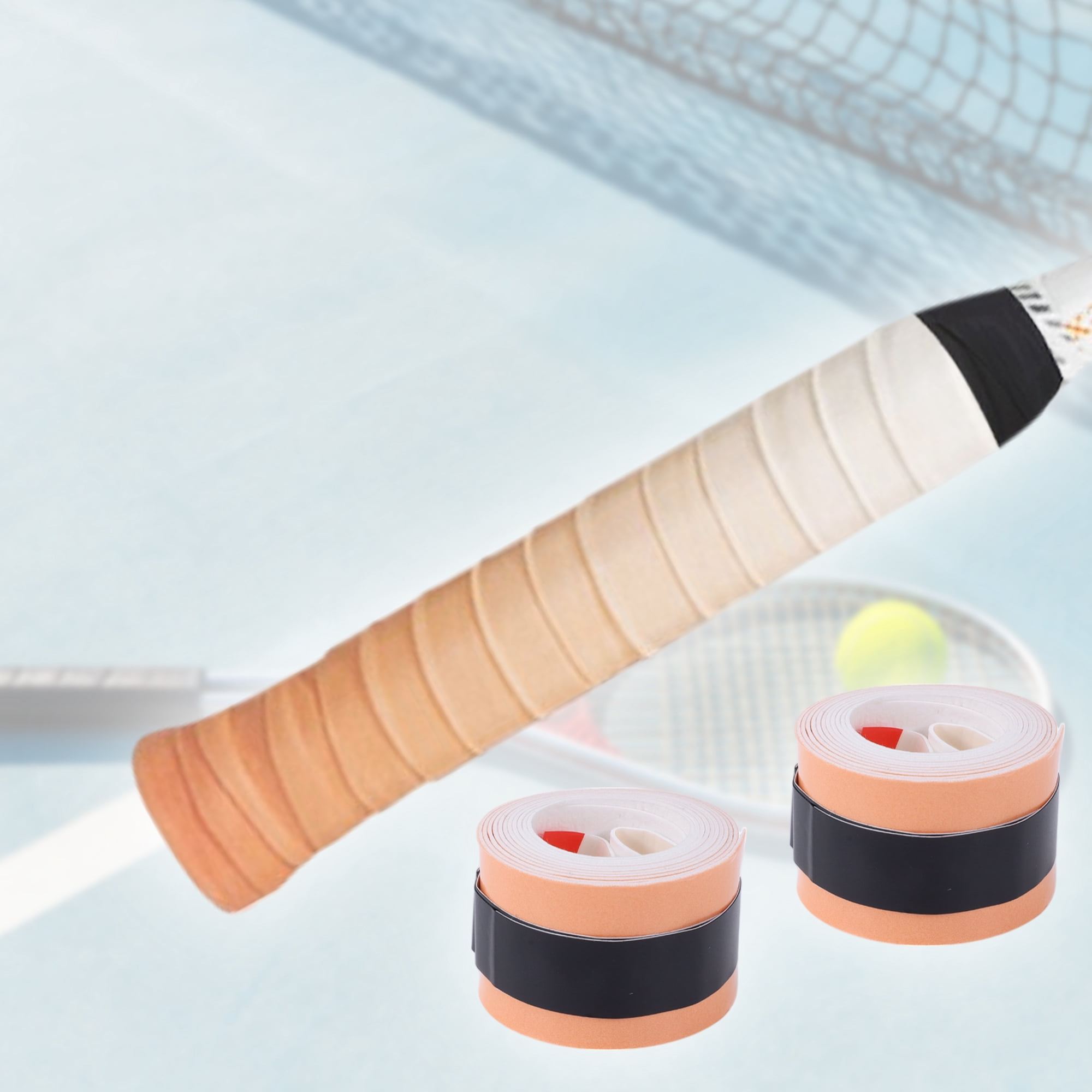 Unique Bargains 2 Pcs Tennis Racket Grip Tape Dry Overgrip Tape Gradient Orange Black