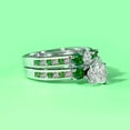 thumbnail image 4 of Couple Rings White Gold Plated 925 Sterling Silver Ring Green 1CT Heart CZ Women Wedding Ring Sets Men Titanium Steel Ring, 4 of 7