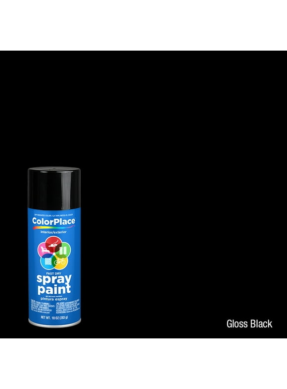 ColorPlace 25008A007 ColorPlace Black Gloss 10 oz Spray Paint, Multi-Surface, (1 Piece, 1 Pack)