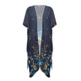 thumbnail image 4 of Xoenoiee Butterfly Flower Pattern Women Bathing Suit Coverup Casual Loose Swimsuit Coverups Open Front Kimono Cardigan Cover Up Half Sleeve Summer Beach Cover up, 4 of 7