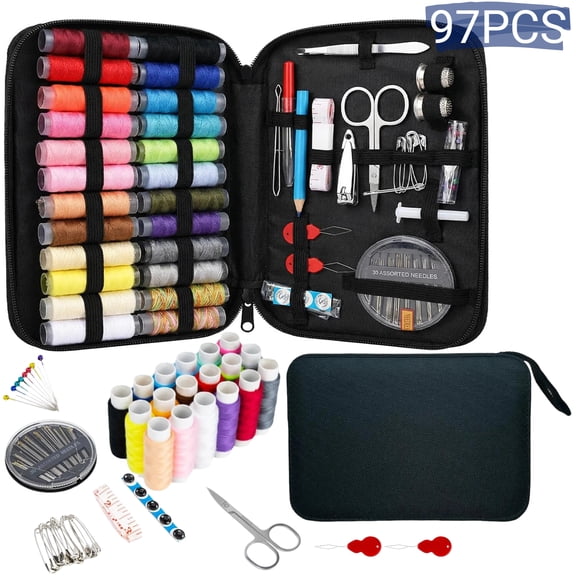 97PCS Sewing Kits for Adults with Thread and Needles Portable for Beginners Home Travel Emergencies Sewing Supplies